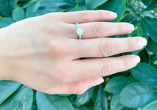 Anillo de compromiso de diamantes de 1,23 quilates en oro blanco de 14 quilates, talla 6