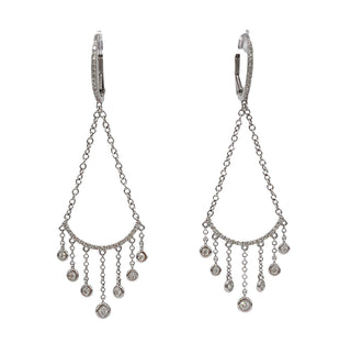 Aretes colgantes de diamantes de 0,34 quilates en oro blanco de 14 quilates