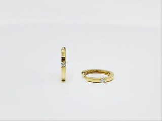 10K Yellow Gold 0.04cttw Diamond Hoop / Huggie / Hinged Earring