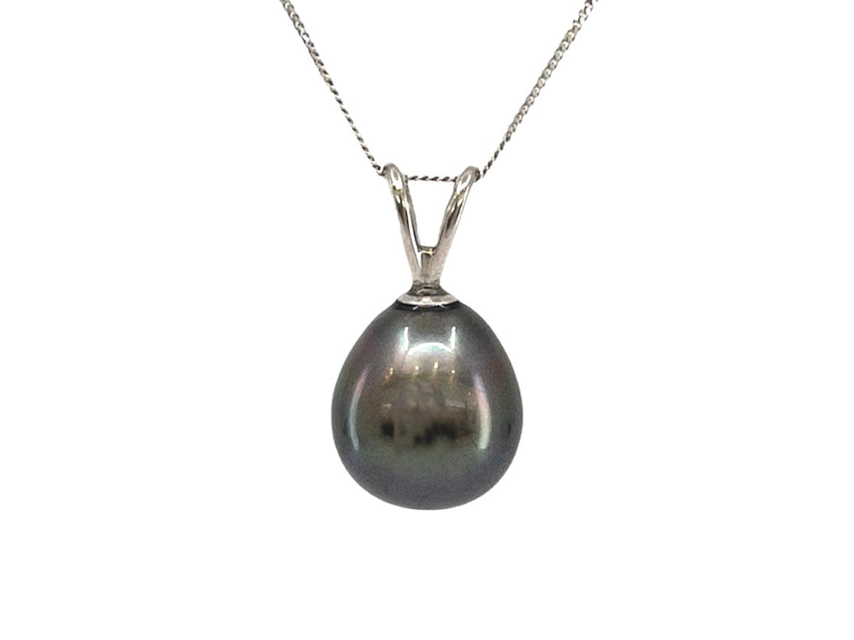 10/14K White Gold Tahitian Pearl Pendant