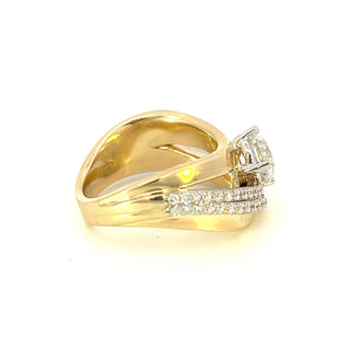 Anillo de oro amarillo de 14 quilates con diamantes cultivados en laboratorio de talla brillante redonda de 1,78 quilates, talla 6