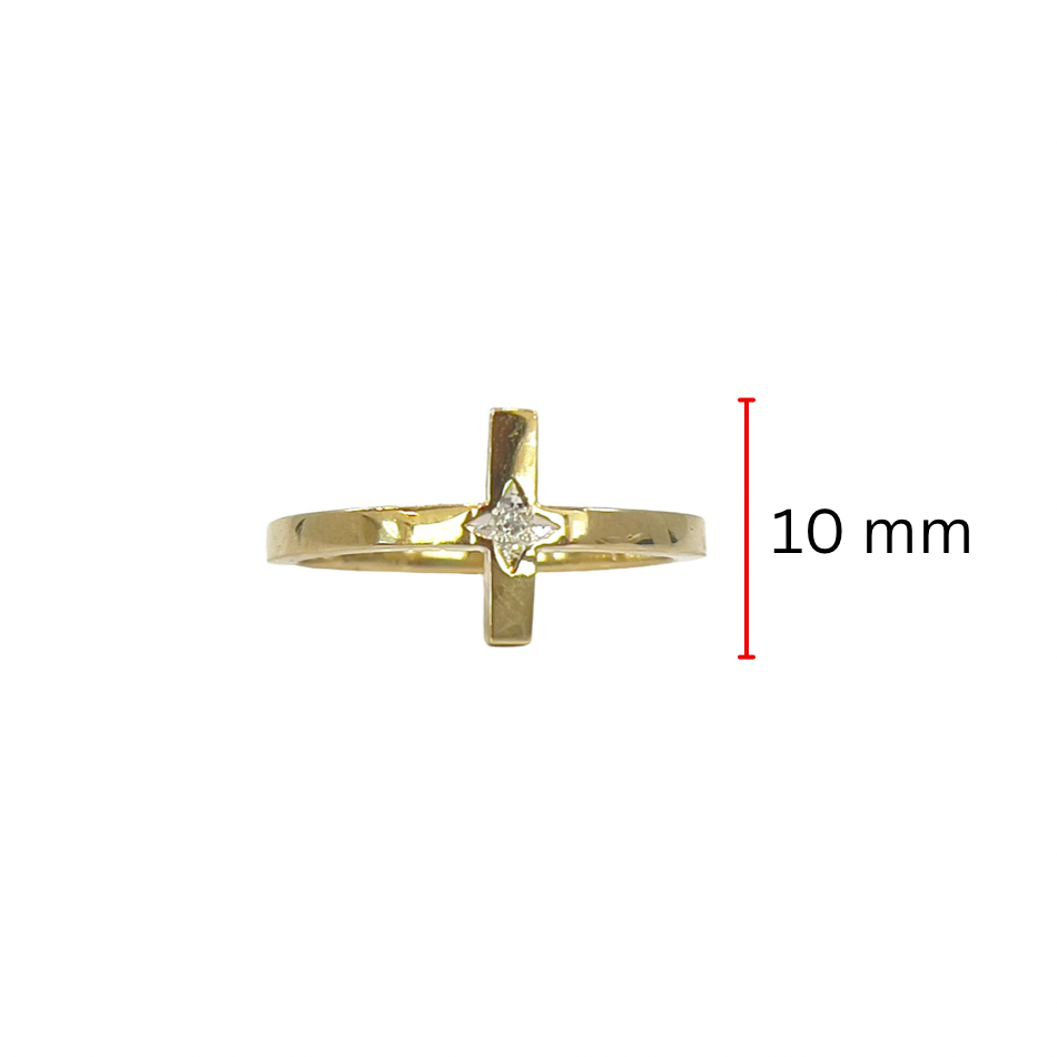 10K Yellow Gold 0.01cttw Diamond Cross Ring, size 6