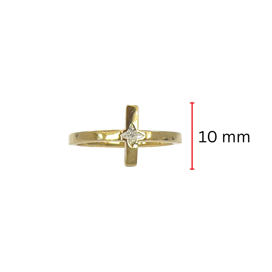 Anillo cruzado de diamantes de 0,01 quilates en oro amarillo de 10 quilates, talla 6