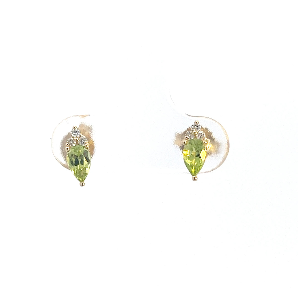 10K Yellow Gold Peridot and Diamond Earrings