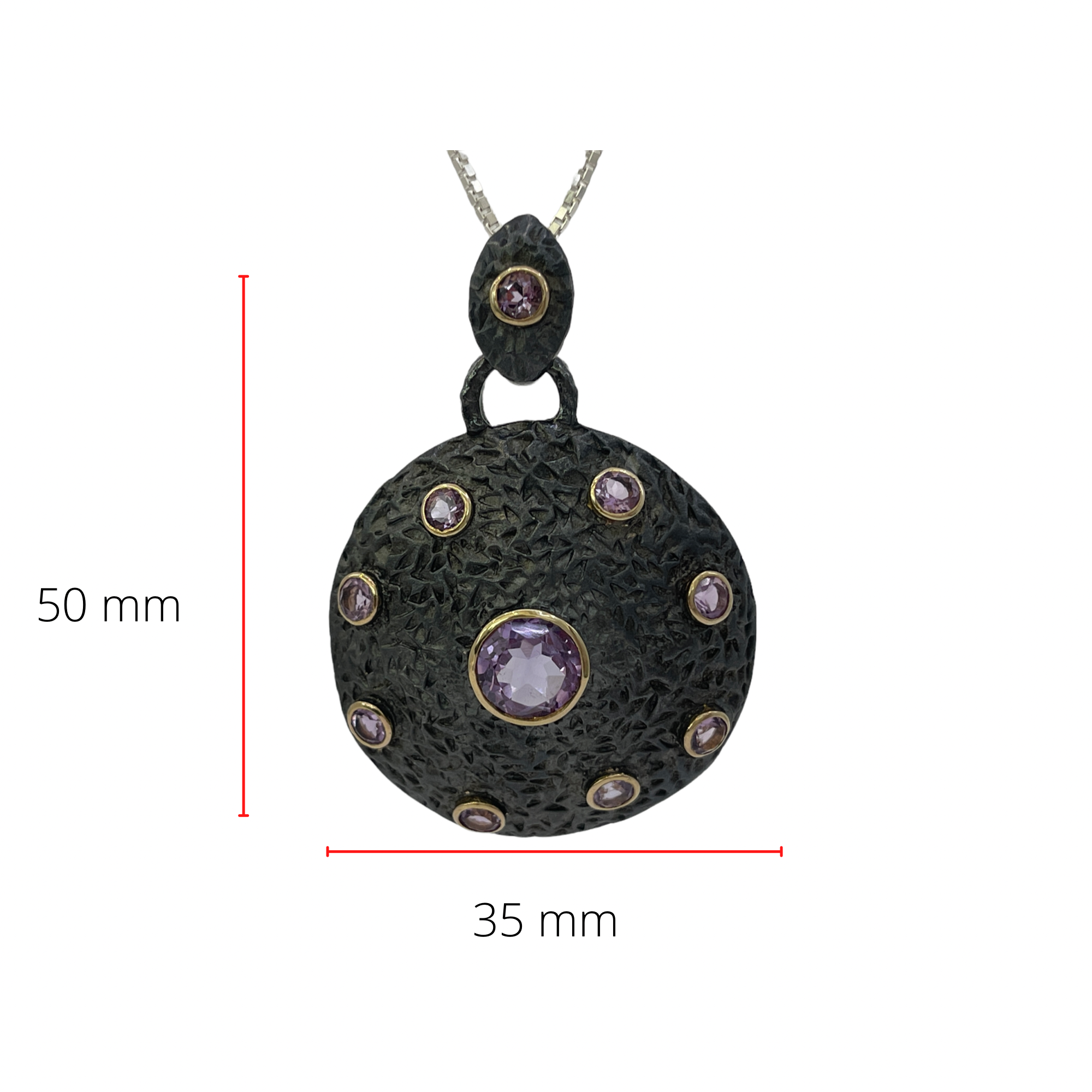 Sterling Silver and 18K Yellow Gold Plated Amethyst Pendant, 18"