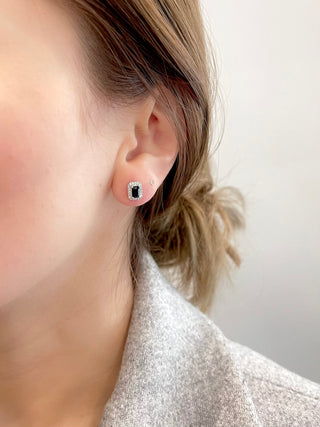 Pendientes de diamantes y zafiros auténticos en oro blanco de 10 quilates