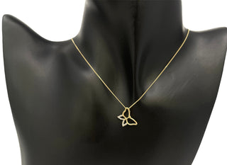 Collar de diamantes de 0,03 quilates con forma de mariposa en oro amarillo de 10 quilates - 18"