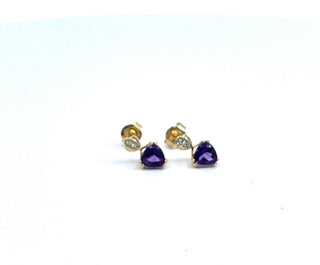 10K Yellow Gold Amethyst & Diamond Earrings- Discontinued