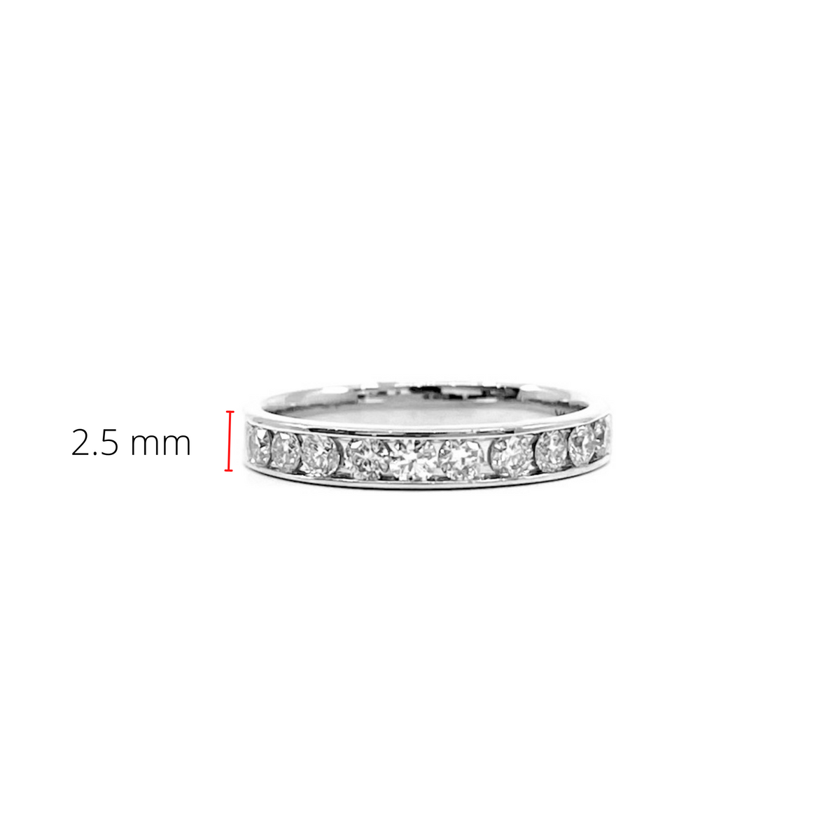 14K White Gold 0.50cttw Diamond Anniversary Channel Set Ring / Band, size 6.5