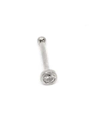 14K White Gold 0.03cttw Diamond Bezel Set Nose Stud