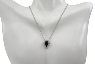 Collar de oro blanco de 14 quilates con ónix de 0,78 quilates y diamantes de 0,10 quilates - 18 pulgadas