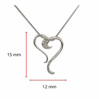 Colgante en forma de corazón con diamantes de 0,015 quilates en oro blanco de 10 quilates, 18"