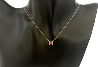 Collar de oro amarillo de 14 quilates con rubíes, zafiro rosado, topacio blanco y diamantes, 18"
