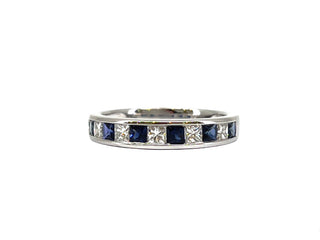 Anillo de oro blanco de 14 quilates con zafiro auténtico de 0,65 quilates y diamantes de 0,39 quilates, talla 6,5