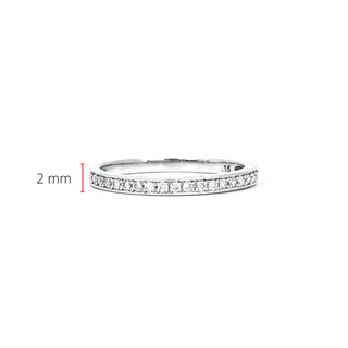 Anillo de oro blanco de 10 quilates con pavé de diamantes de 0,10 quilates, tamaño 6,5
