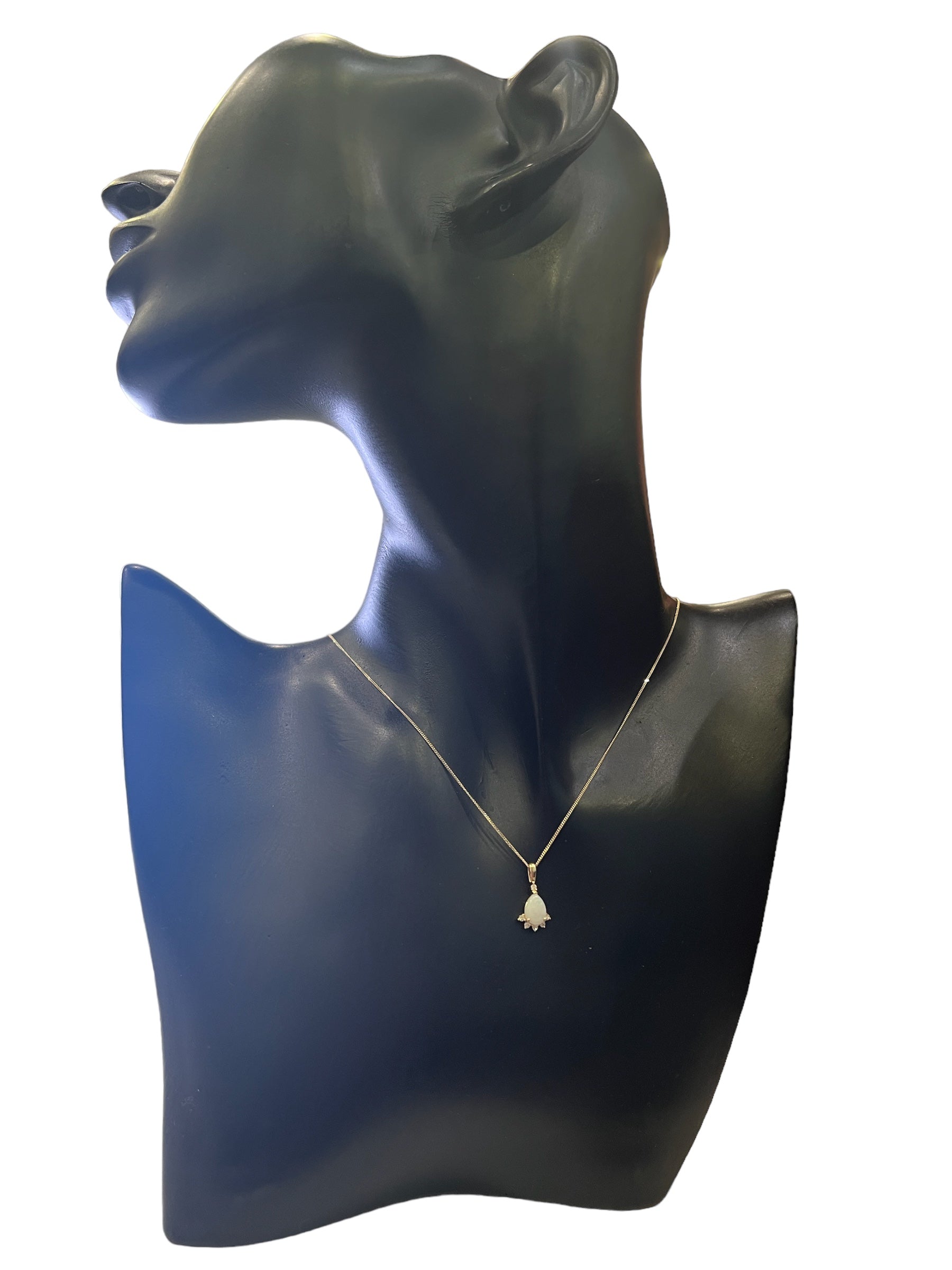 10K Yellow Gold Opal and Diamond Pendant