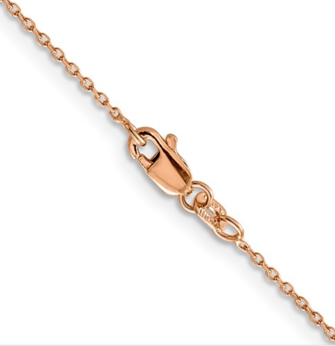 Cadena tipo cable de oro rosa de 14 quilates con talla de diamante y cierre de mosquetón - 1,65 mm - varias longitudes