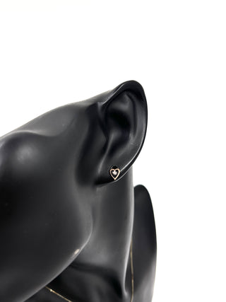 Aretes en forma de corazón con diamantes de 0,02 quilates en oro blanco y rosa de dos tonos de 10 quilates