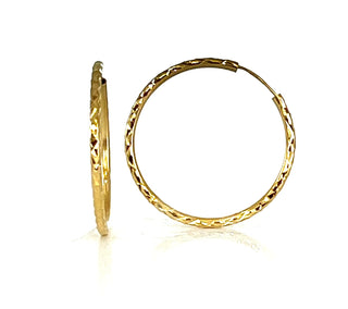 Pendientes de aro/durmiente/guardián de 60 mm de oro amarillo de 10 quilates