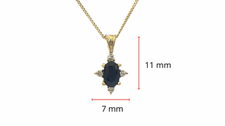 Collar de oro amarillo de 10 quilates con zafiro de 0,16 quilates y diamantes de 0,03 quilates - 18"