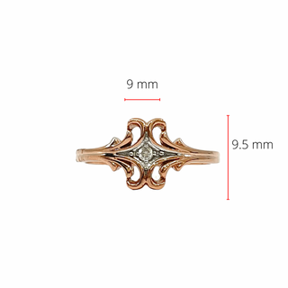 Anillo de oro rosa de 10 quilates con diamantes de 0,03 quilates, talla 6