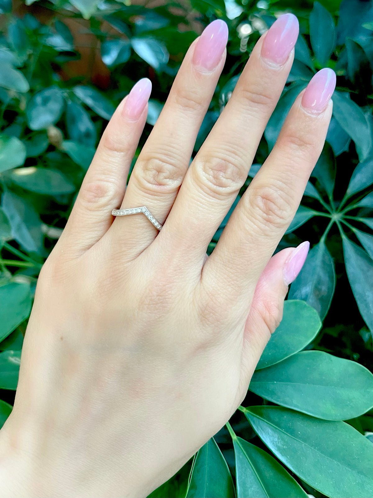 10K White Gold Diamond “V” Ring