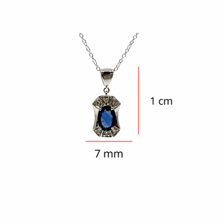 Colgante de oro blanco de 10 quilates con zafiro azul de 0,45 quilates y diamante de 0,03 quilates - 18"