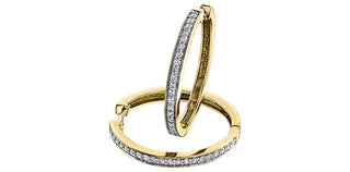 Pendientes de aro de oro amarillo de 10 quilates con diamantes de 0,05 quilates