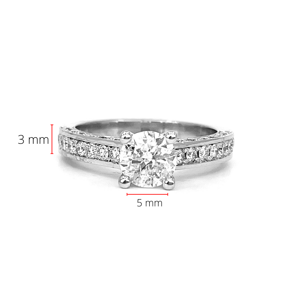 14K White Gold 1.84cttw Diamond Engagement Ring, size 7.5
