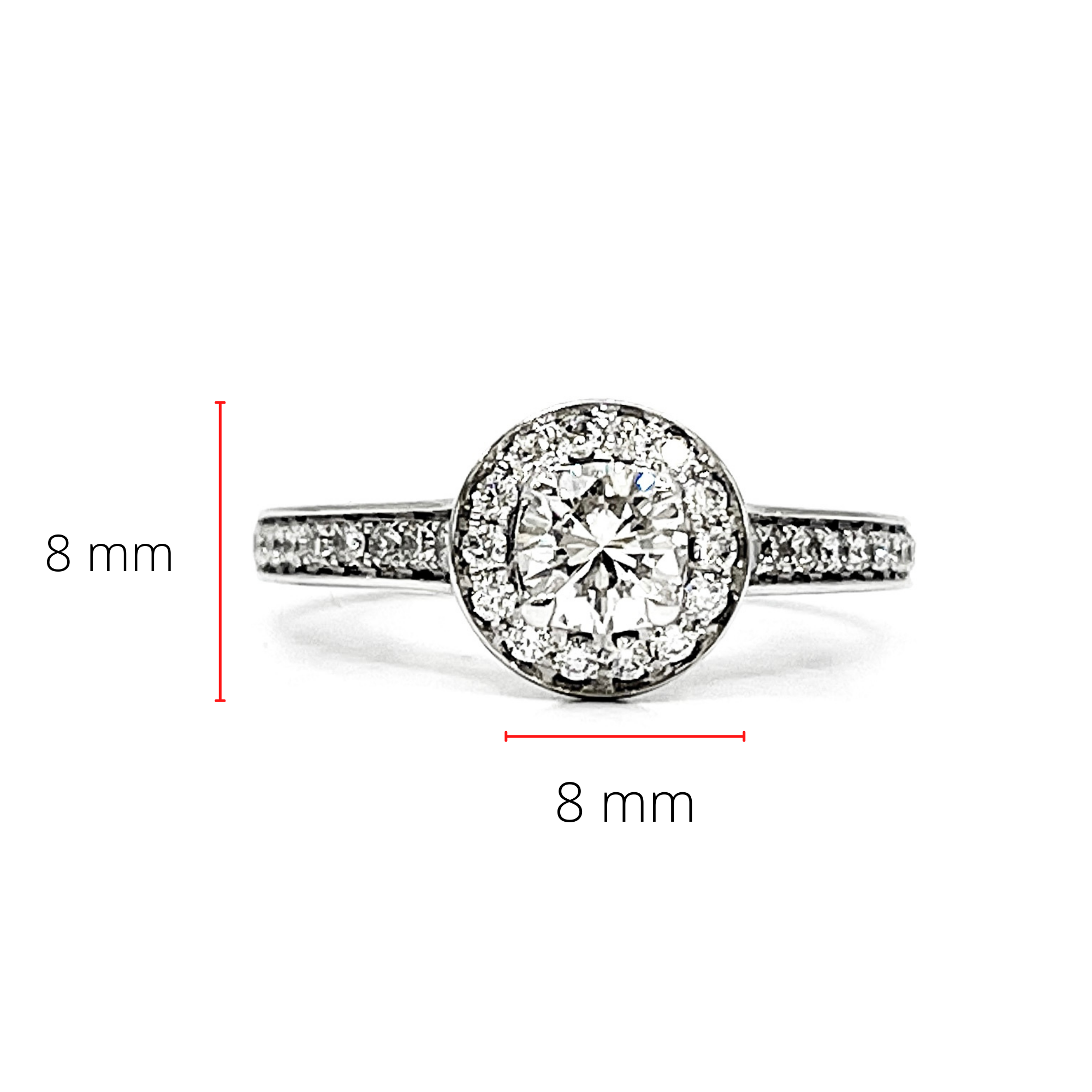 14K White Gold 0.77cttw Diamond Halo Engagement Ring,  6