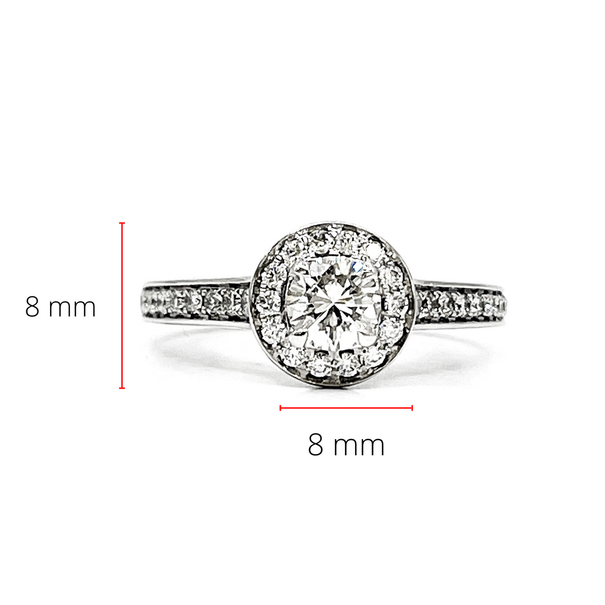 14K White Gold 0.77cttw Diamond Halo Engagement Ring, size  6