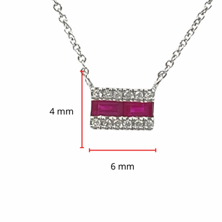 Collar de diamantes y rubíes de oro blanco de 14 quilates, 18"
