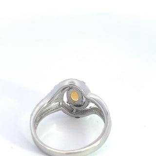 Anillo de plata de ley 925 con citrino de 7 x 5 mm y diamante de 0,03 quilates, talla 6