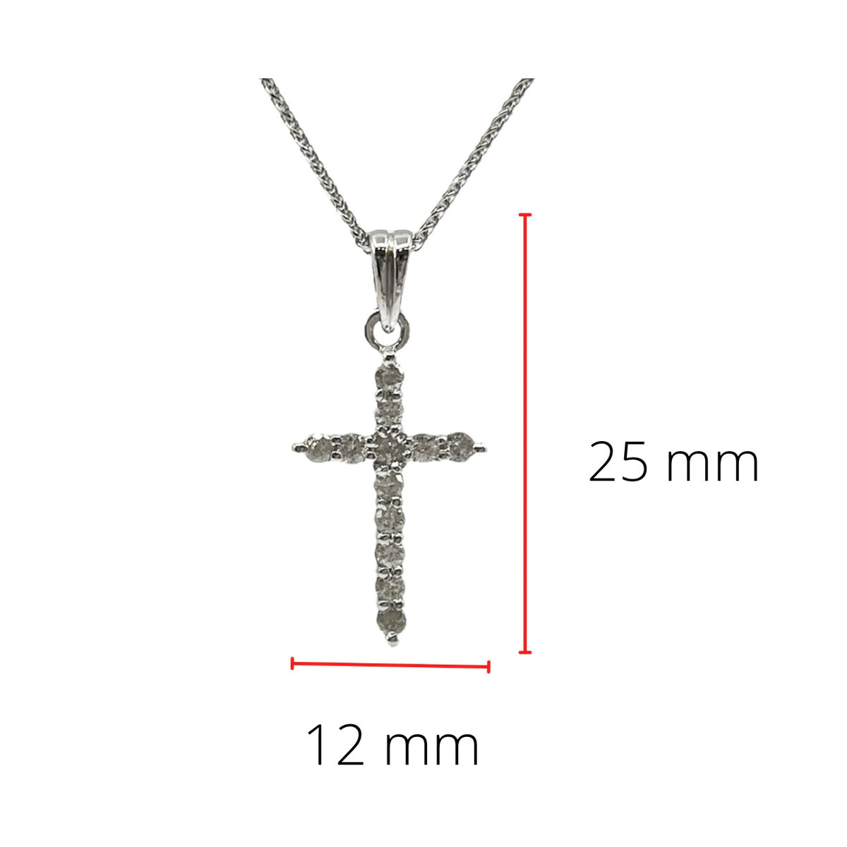 Colgante de cruz de diamantes de 0,35 quilates en oro blanco de 14 quilates, 18&quot;