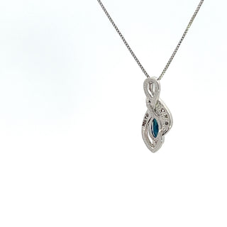 Colgante de diamantes y zafiro en oro blanco de 10 quilates - 18"