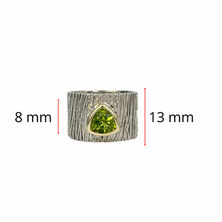 Anillo de plata de ley con peridoto de 1,30 quilates, talla 8