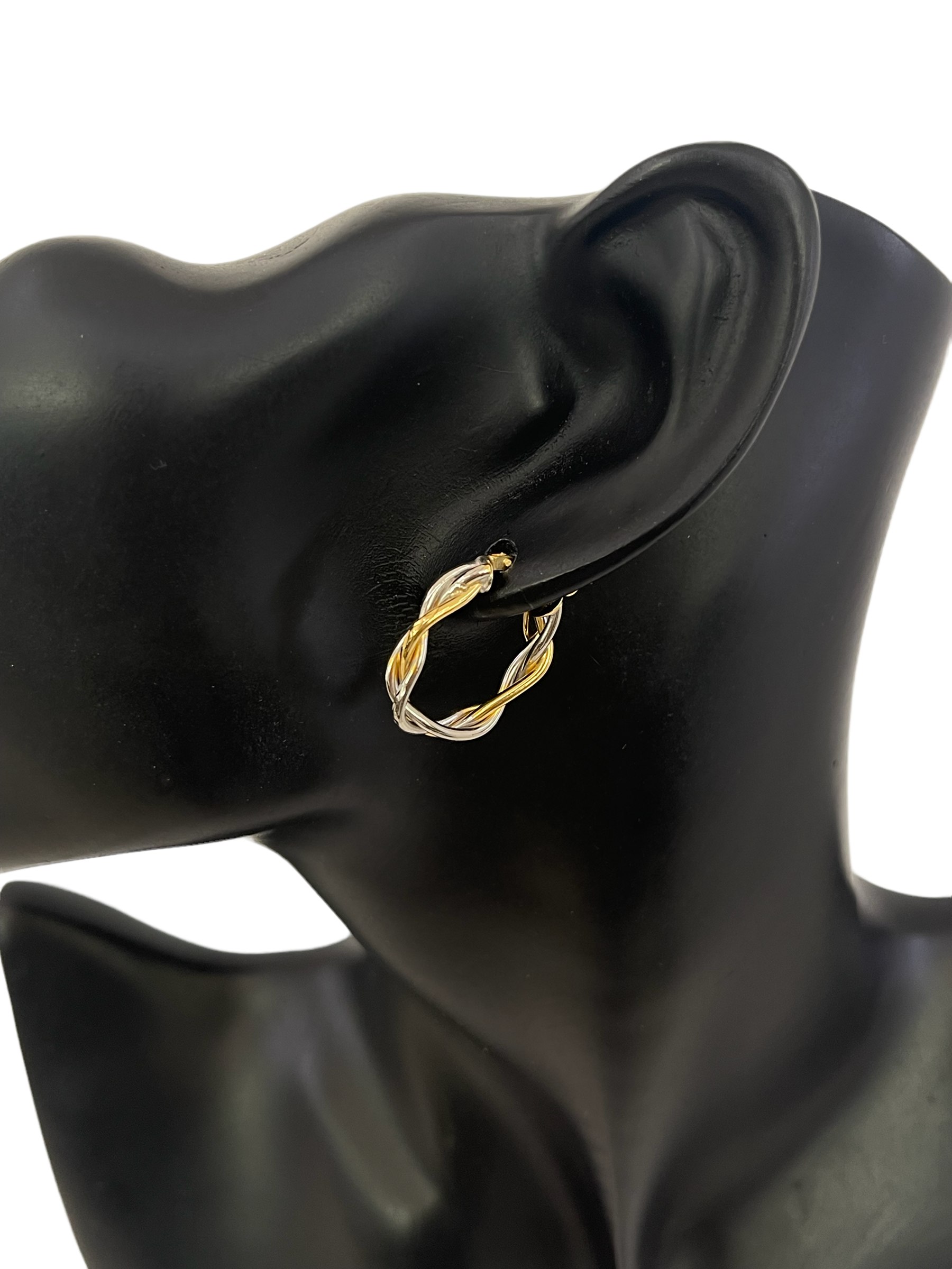 10K 2 Tone Gold 25mm Braided / Woven Earrings