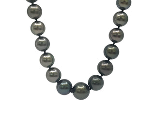 Hilo de perlas de Tahití de 9 a 12,3 mm de oro blanco de 14 quilates - 18"