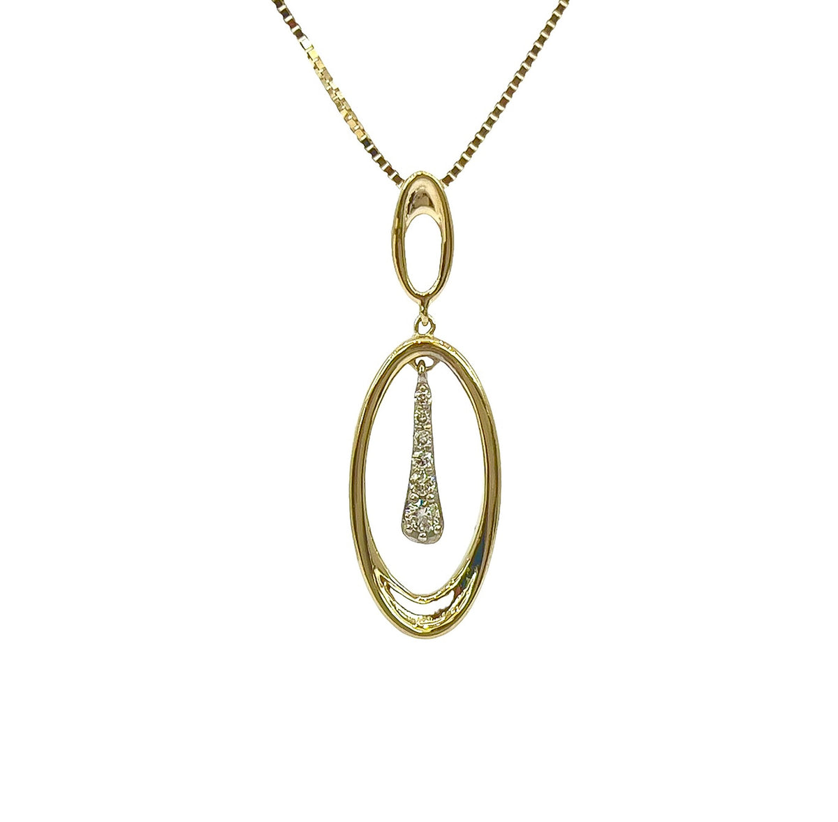 10K Yellow Gold 0.10cttw Diamond Necklace, 18&quot;