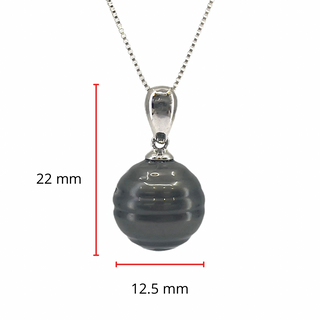 Colgante de perlas de Tahití de plata de ley de 12 a 13 mm - 18"
