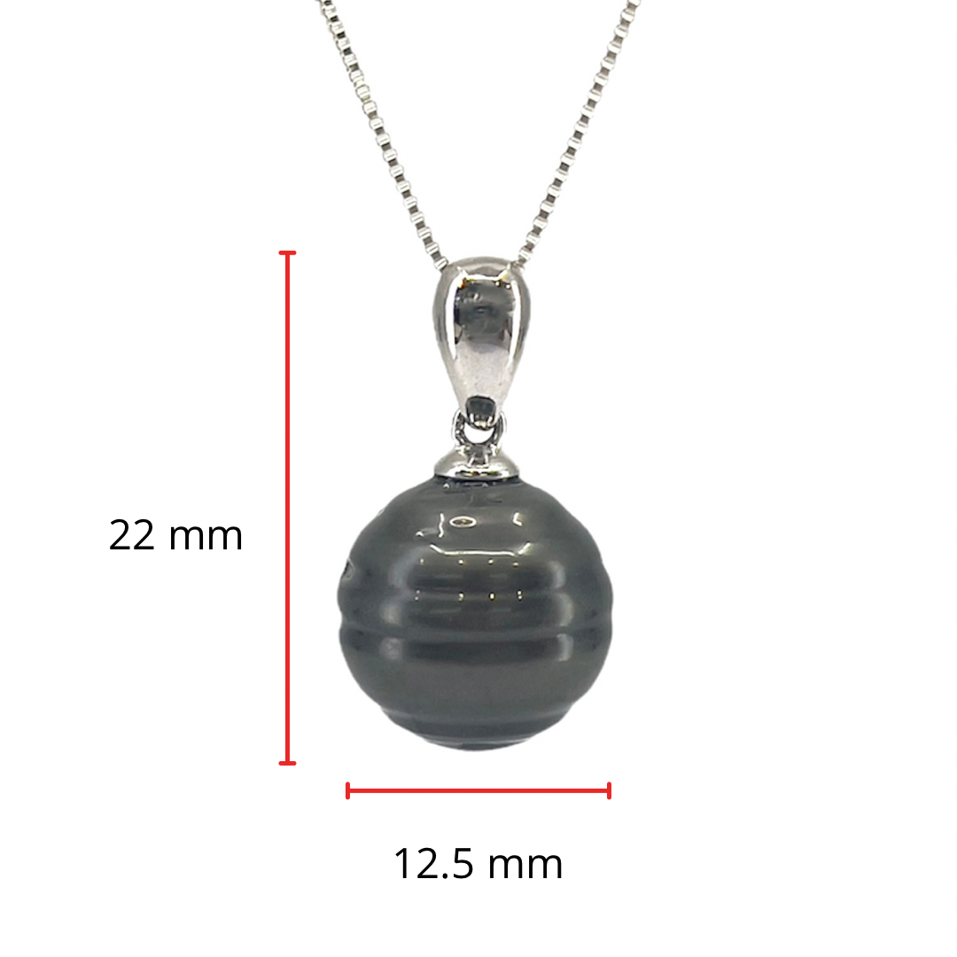 Sterling Silver 12-13mm Tahitian Pearl Pendant - 18&quot;