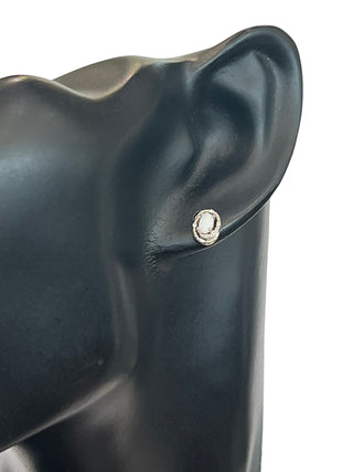 Aretes de plata de ley 925 con ópalo de 5 x 3 mm y diamantes de 0,036 quilates con parte posterior de mariposa - 6 mm x 9 mm