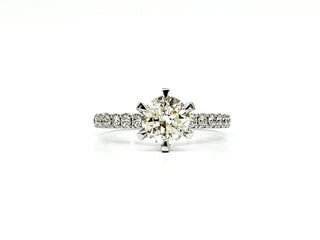 Anillo de compromiso de diamantes de 1,23 quilates en oro blanco de 14 quilates, talla 6