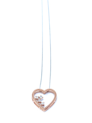 Colgante en forma de corazón con diamantes de 0,02 quilates en oro blanco y rosa de 10 quilates, 18"