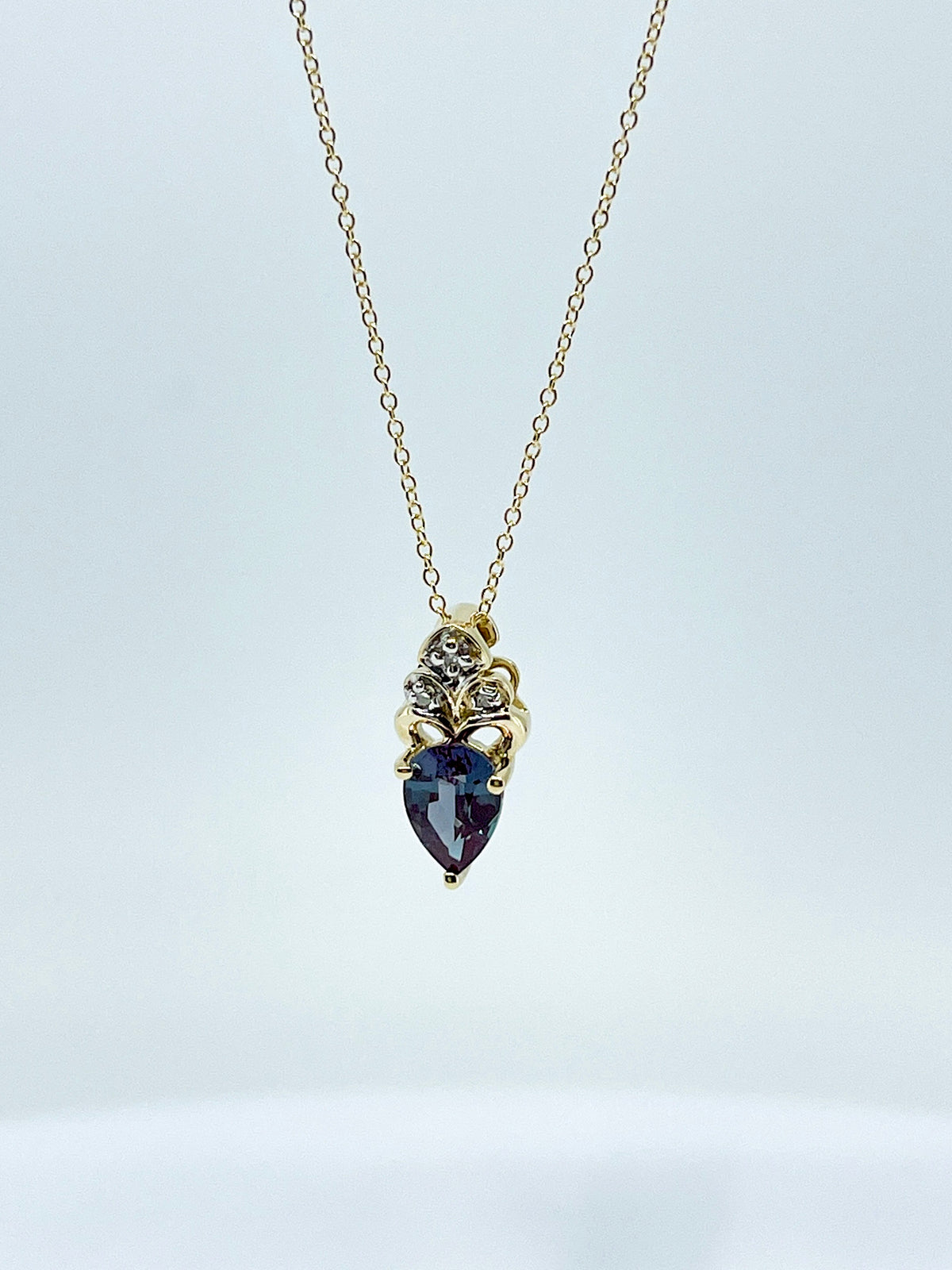 Created Alexandrite and Diamond Pendant