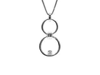Collar con doble infinito/círculo de diamantes de 0,11 quilates en plata de ley, 18"