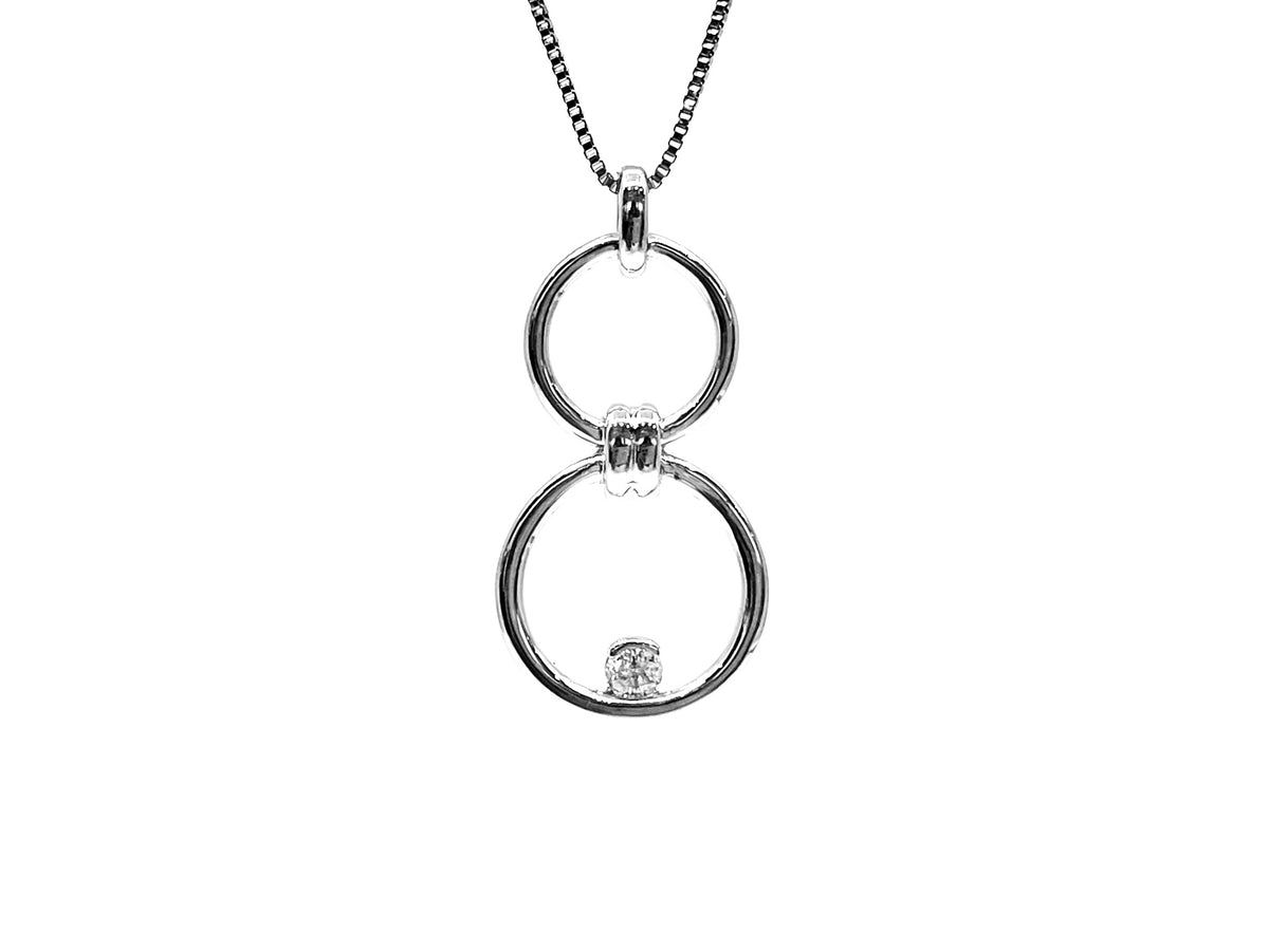 Sterling Silver 0.11cttw Diamond Double Infinity / Circle Necklace, 18&quot;