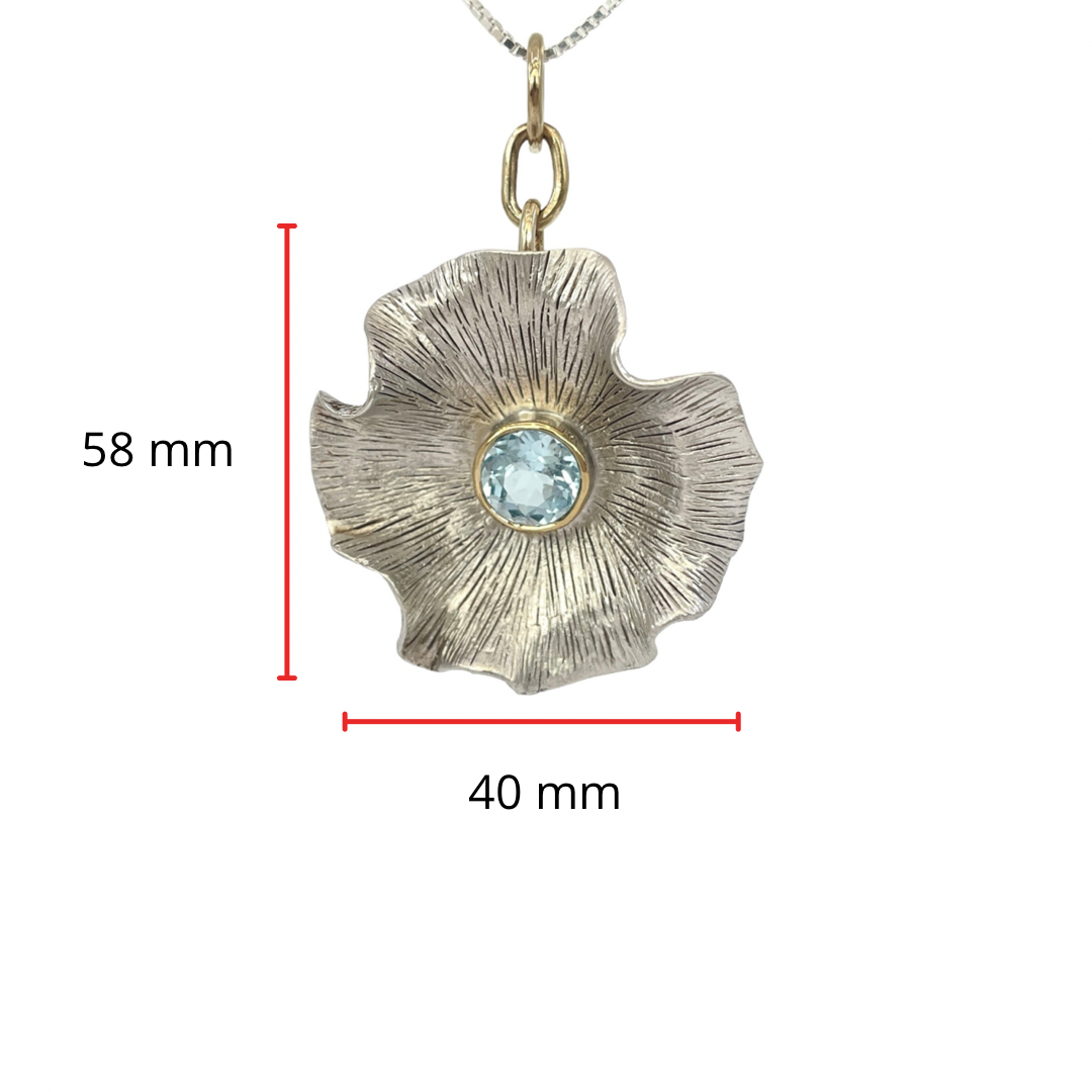 Sterling Silver &amp; 18K Yellow Gold Plated Blue Topaz Pendant, 18&quot;