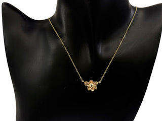 Collar de diamantes canadienses de 0,14 quilates con rosa salvaje de Alberta en oro amarillo y rosa de 14 quilates - 18"