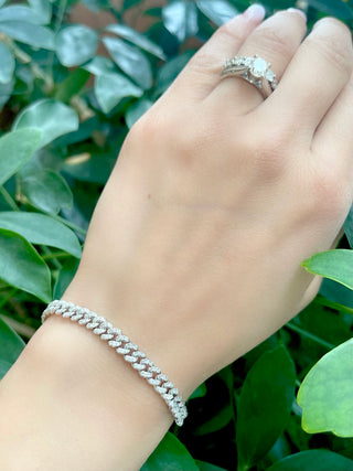 Brazalete de tenis con eslabones cubanos de Miami de oro blanco de 10 quilates y 2,00 quilates - 7,25"